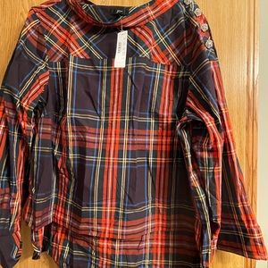 NWT J Crew Funnel Neck Tartan Shirt Size 20